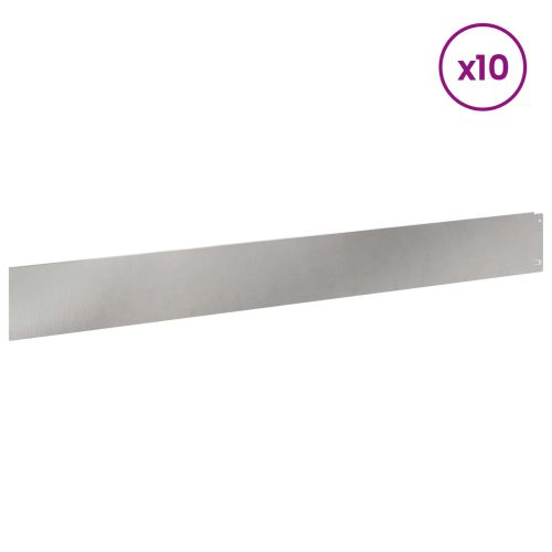 Ограда за трева 10 pcs 100 x 12 cm Стомана Сребристо