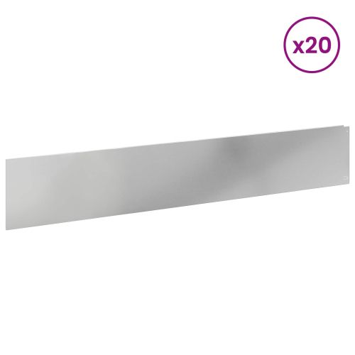 Ограда за трева 20 pcs 100 x 18 см Стомана Сребристо