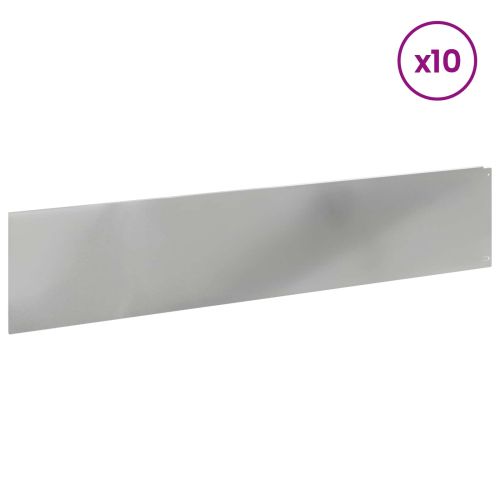 Ограда за трева 10 pcs 100 x 22 см Стомана Сребристо