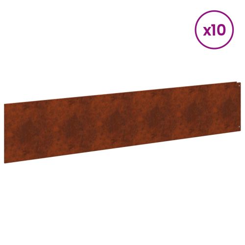 Ограда за трева 10 pcs 100 x 22 см Стомана Ръждясало