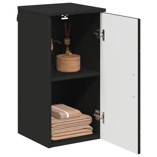 Шкаф за баня Черно 30 x 31,5 x 61 см Инженерно дърво & Метал