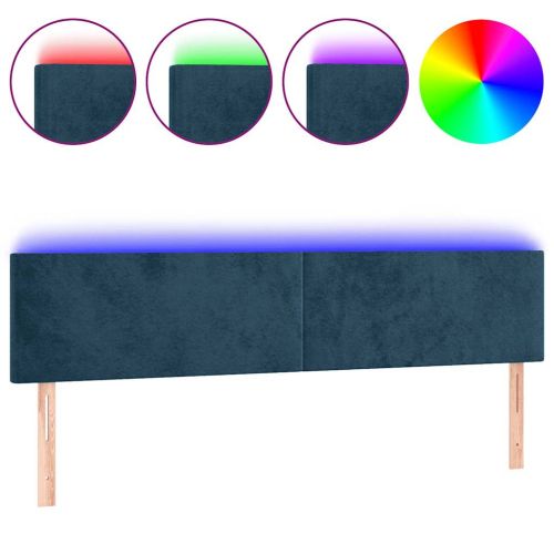 LED горна табла за легло, тъмносиня, 160x5x78/88 см, кадифе