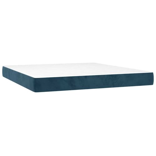 Боксспринг легло с матрак и LED, тъмносиньо, 160x200 см, кадифе