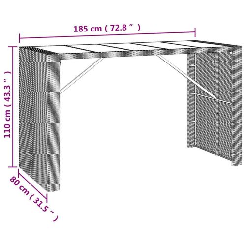Градински бар комплект с възглавници 9 части черен полиратан