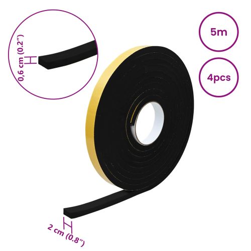 Самоотлепваща се пяна лента 4 pcs Черно 20мм х 5м CR пяна