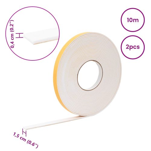 Самоотлепваща се пяна лента 2 pcs Бяло 15mm x 10m CR пяна