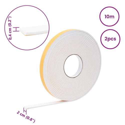 Самоотлепваща се пяна лента 2 pcs Бяло 20mm х 10m CR пяна