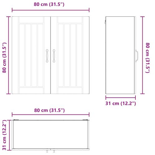Стенен шкаф LUCCA Черно 80 x 31 x 80 см Инженерна дървесина