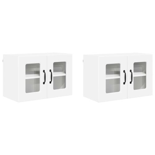 Стенен стъклен шкаф PORTO 2 pcs Бяло 60 x 31 x 40 см
