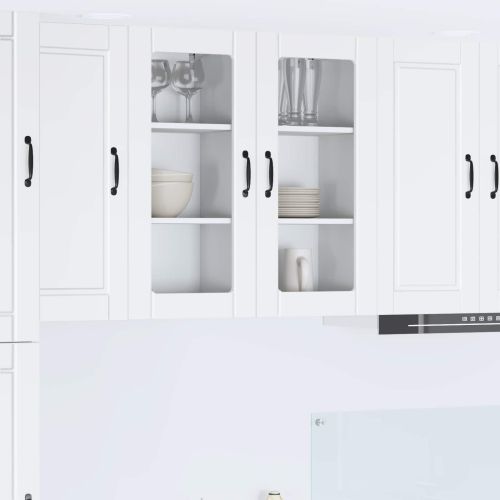 Стенен стъклен шкаф PORTO 2 pcs Бяло 40 x 31 x 80 см
