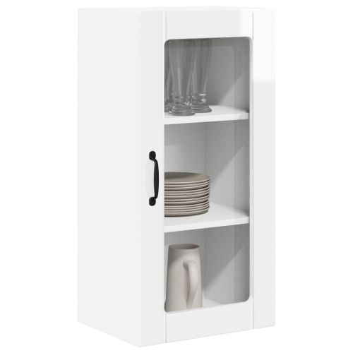Стенен стъклен шкаф PORTO 2 pcs Лъскаво бяло 40 x 31 x 80 см