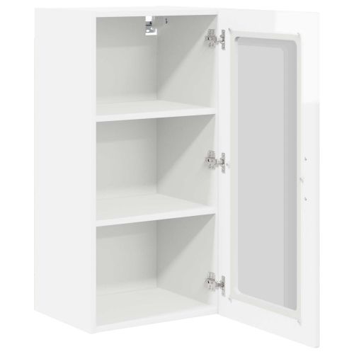 Стенен стъклен шкаф PORTO 2 pcs Лъскаво бяло 40 x 31 x 80 см
