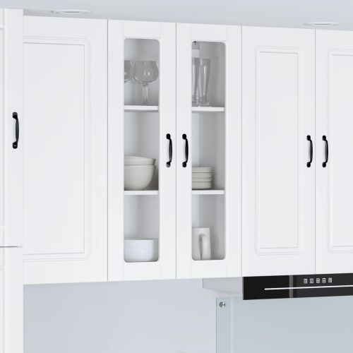 Стенен стъклен шкаф PORTO Бяло 60 x 31 x 100 см Инженерно дърво