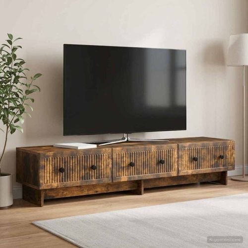 ТВ шкаф Опушен дъб 147 x 34,5 x 30 см Инженерна дървесина