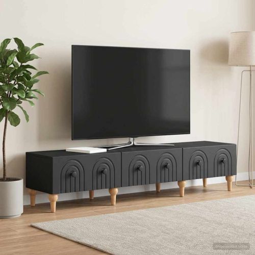 ТВ шкаф с чекмедже Черно 147 x 34,5 x 30 см Инженерна дървесина