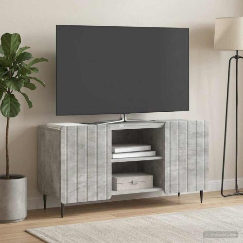 ТВ шкаф Бетонно сиво 102 x 34,5 x 52 см Инженерна дървесина