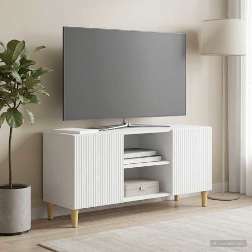 ТВ шкаф Бяло 102 x 34,5 x 50 см Инженерна дървесина
