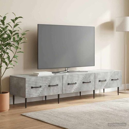 ТВ шкаф Бетонно сиво 147 x 34,5 x 30 см Инженерна дървесина