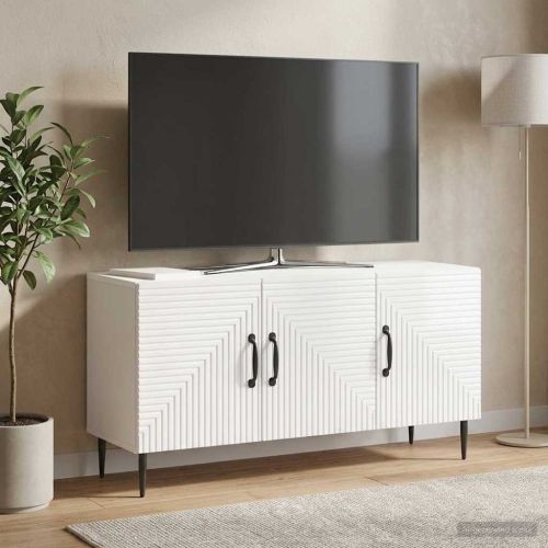 ТВ шкаф Бял гланц 99 x 34,5 x 50 см Инженерна дървесина