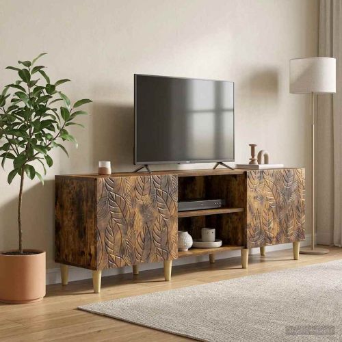 ТВ шкаф 150 x 31 x 50 см Опушен дъб Инженерна дървесина