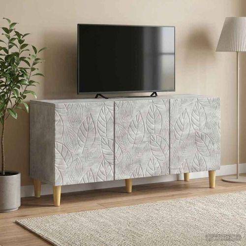 ТВ шкаф 99 x 34,5 x 50 см Бетонно сиво Инженерна дървесина