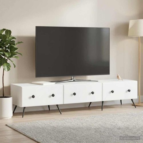 ТВ шкаф с чекмедже Бяло 147 x 34,5 x 30 см Инженерна дървесина