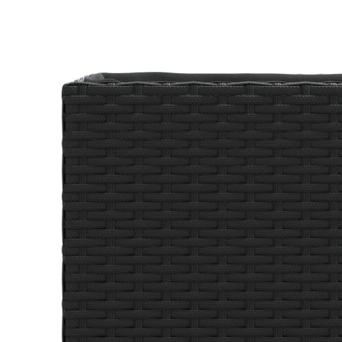 Градински кашпи с колела 2 бр черни 107x32x38 см полиратан