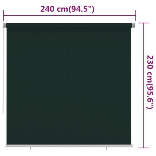 Външна ролетна щора, 245(Ш)x230(В) см, тъмнозелена, HDPE