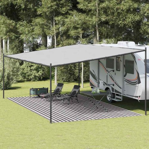 Килим за палатка, антрацит и бяло, 400x700 см, HDPE