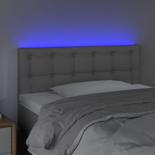 LED Горна табла за легло, сива, 80x5x78/88 см, изкуствена кожа