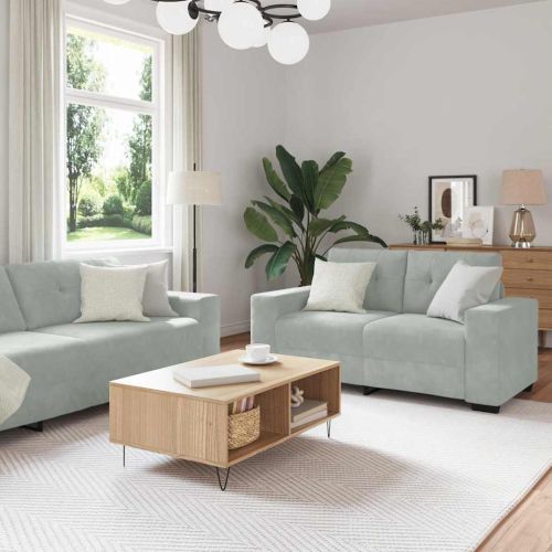 Комплект дивани 3 pcs Светлосиво 221 x 80 x 80 см Кадифе