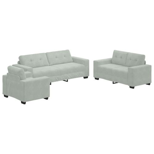 Комплект дивани 3 pcs Светлосиво 221 x 80 x 80 см Кадифе