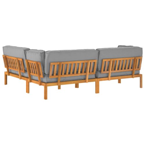 Комплект дивани 4 pcs Сив Солидно акациево дърво