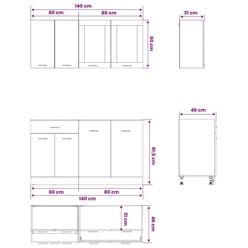Кухненски единица Lyon 4 pcs Черен дъб Инженерна дървесина