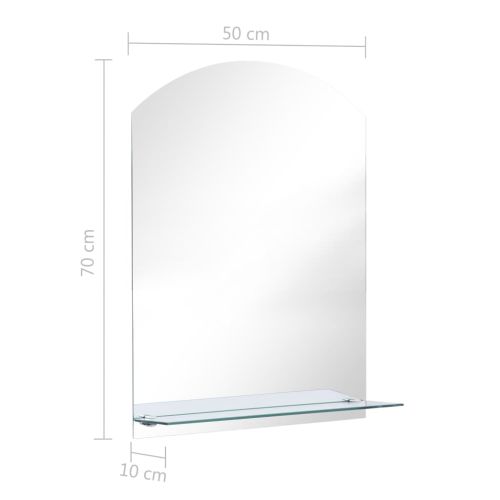 Стенно огледало с рафт, 50x70 см, закалено стъкло
