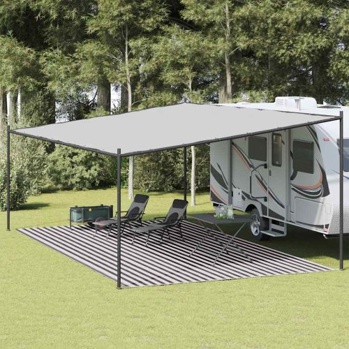 Килим за палатка, антрацит и бяло, 400x800 см, HDPE