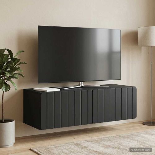 Стенно монтиран ТВ шкаф Черно 98 x 41 x 30 см