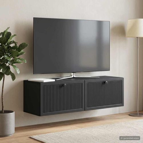Стенно монтиран ТВ шкаф Черно 98 x 31 x 30 см