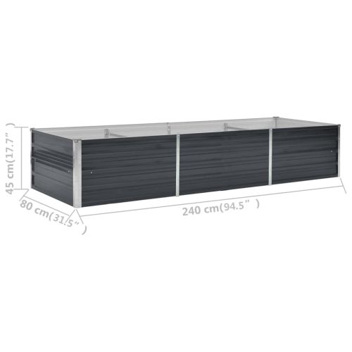 Градинска висока леха антрацит 240x80x45 см поцинкована стомана