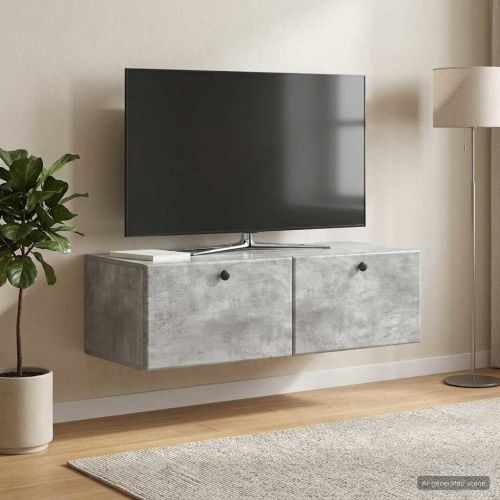 Стенно монтиран ТВ шкаф 98 x 41 x 30 см Бетонно сиво
