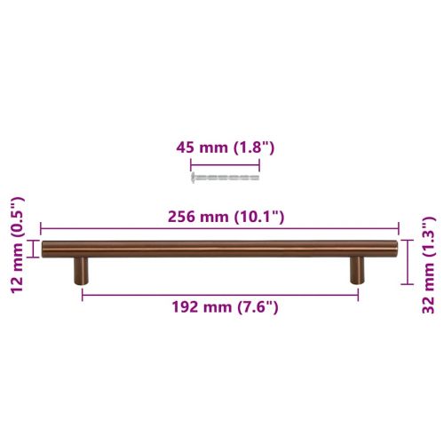 Дръжки за шкафове, 5 бр, бронз, 192 мм, неръждаема стомана