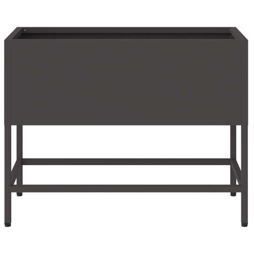 Повдигната градинска саксия Черно 60 x 26 x 45 см Стомана
