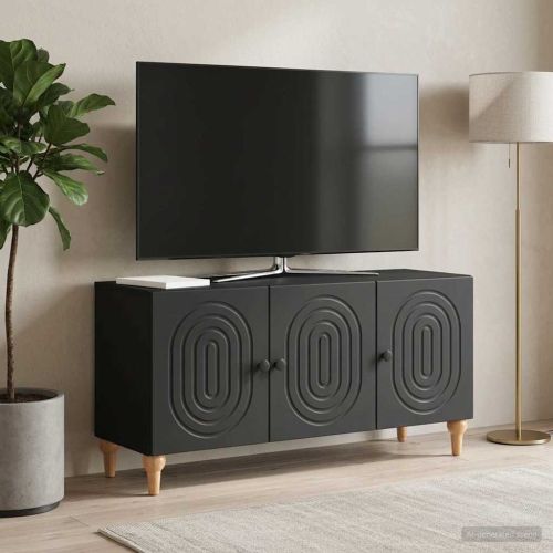 ТВ шкаф Черно 99 x 34,5 x 50 см Инженерна дървесина