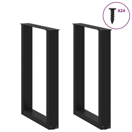 Крака за трапезна маса, U-образни, 2 бр., черни, 50 x (72-73) см, стомана
