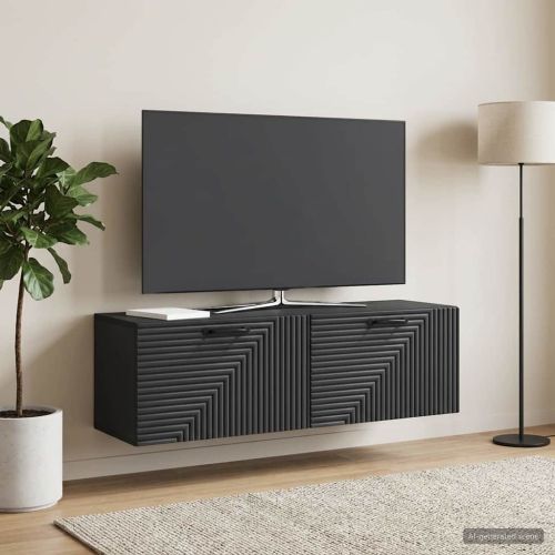 Стенно монтиран ТВ шкаф Черно 98 x 31 x 30 см