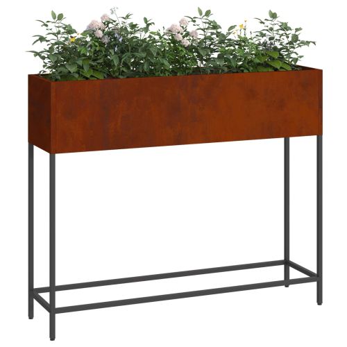 Повдигната градинска саксия Ръждясало 100 x 26 x 82 см