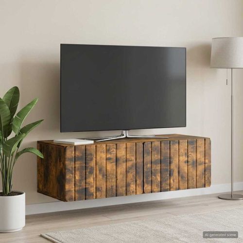 Стенно монтиран ТВ шкаф Опушен дъб 98 x 41 x 30 см
