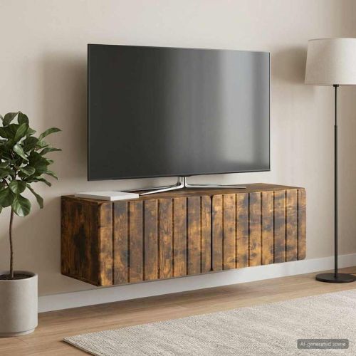 Стенно монтиран ТВ шкаф Опушен дъб 98 x 31 x 30 см
