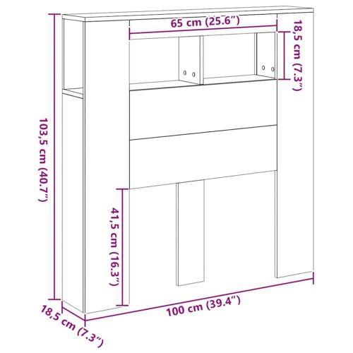 LED горна табла, Дъб артизан, 100x18,5x103,5см, инженерно дърво