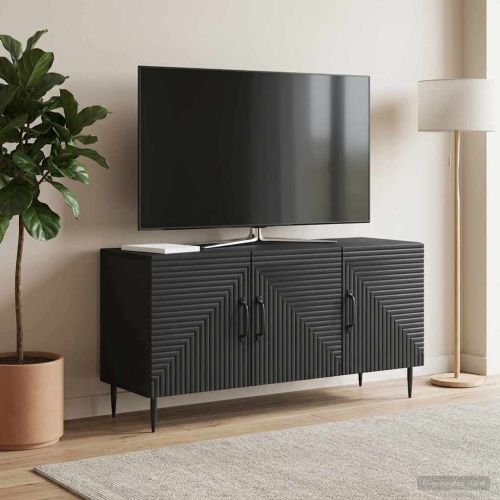 ТВ шкаф Черно 99 x 34,5 x 50 см Инженерна дървесина